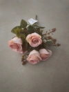 The living room decoration features artificial flowers and artificial flowers. The venue arrangement is a small bunch of 5-head sweet rose wedding artificial flowers, artificial flowers for women in 2025, forest-themed purple flowers and artificial flowers Item Picture